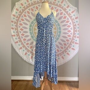 (SOLD) Blue White - High Low Dress - Cotton